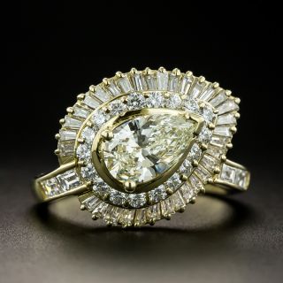 Estate 1.01 Pear-Shaped Diamond Halo Ring - GIA M VVS2 - 2
