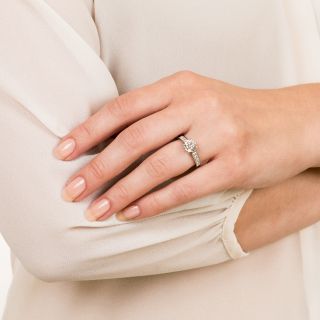 Estate 1.20 Carat Round Brilliant Diamond Platinum Engagement Ring - GIA H VS1