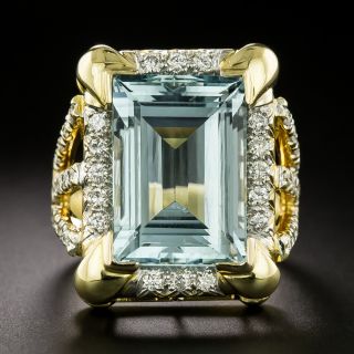Estate 15.00 Carat Aquamarine and Diamond Ring - 3