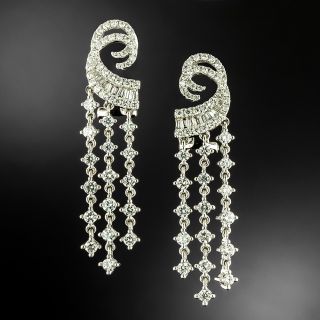 Estate 18K Diamond Dangle Earrings - 2