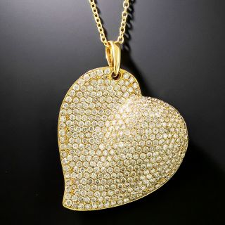 Estate 18K Pavé Diamond Heart - 2