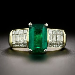 Estate 2.05 Carat Colombian Emerald and Diamond Ring - GIA F1 - 2