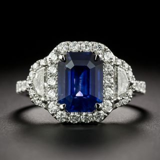 Estate 2.32 Carat Emerald-Cut Sapphire and Diamond Ring - GIA - 2