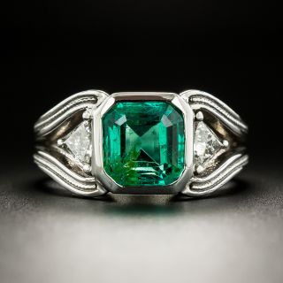 Estate 2.57 Carat Colombian Emerald and Diamond Ring - GIA F1 - 3