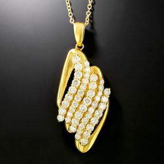 Estate 3.01 Carat Total Weight Diamond Free-Form Pendant - 3