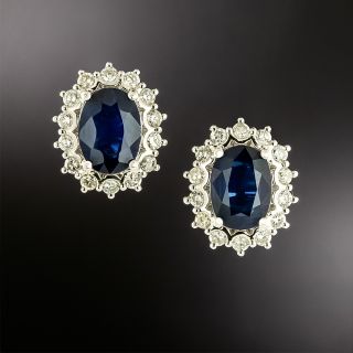 Estate 3.52 Carat Sapphire and Diamond Earrings - GIA - 2