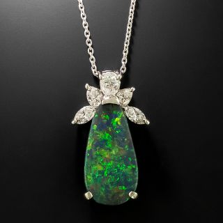 Estate Black Opal and Diamond Drop  - 2