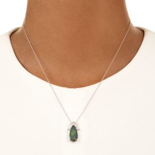 Estate Black Opal and Diamond Drop 