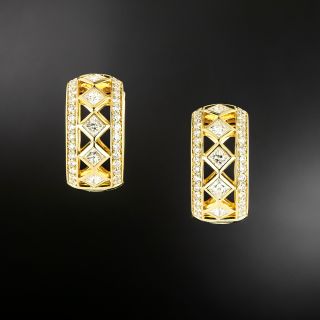 Estate Diamond Huggie Hoop Earrings by Kat Florence - 2