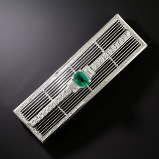 Estate Emerald and Diamond Barrette - 2