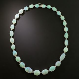 Estate Graduated Opal and Diamond Necklace - 2