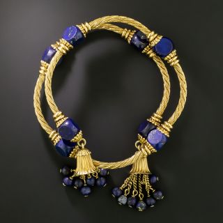 Estate Lapis Lazuli Coil Tassel Bracelet - 2