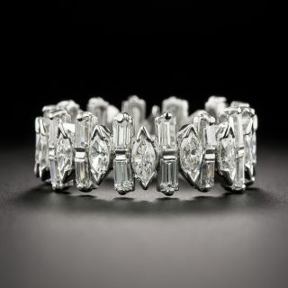 Estate Marquise and Baguette Diamond Eternity Ring, Size 7 3/4 - 3