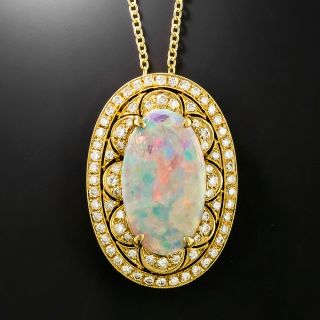 Estate Opal and Diamond 18K Pendant/Brooch - 2
