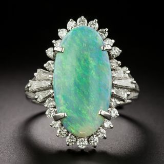 Estate Opal with Diamond Halo Ring - 3