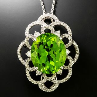 Estate Peridot and Diamond Pendant - 5