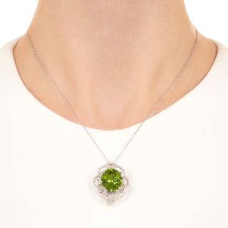 Estate Peridot and Diamond Pendant
