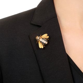 Estate Sapphire and Diamond Bee Brooch
