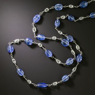 Estate Sapphire Bead and Diamond Briolette Necklace - 2
