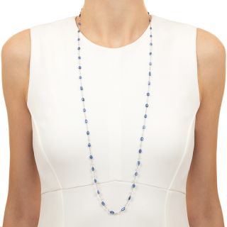 Estate Sapphire Bead and Diamond Briolette Necklace