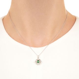 Estate Tsavorite Garnet and Diamond Pendant