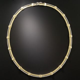 Estate Two-Tone 14K Gold and Diamond Collar Necklace - 2