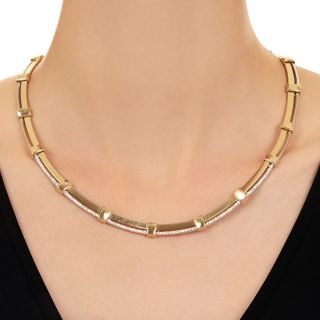 Estate Two-Tone 14K Gold and Diamond Collar Necklace