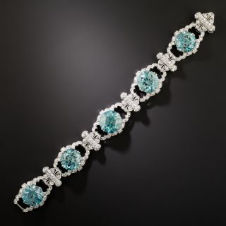 Fabulous Art Deco Blue Zircon and Diamond Bracelet - 2