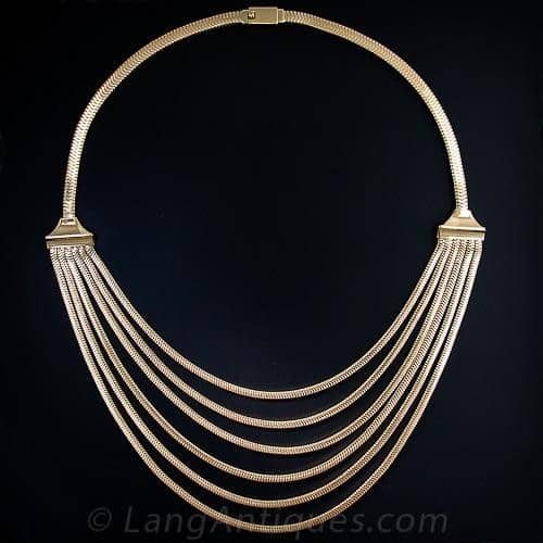 Yellow Gold Spaghetti Necklace.