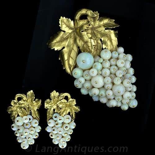 Opal Earrings and Pin Jewelry Suite.