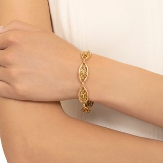 French 18K Fancy Link Antique Bracelet