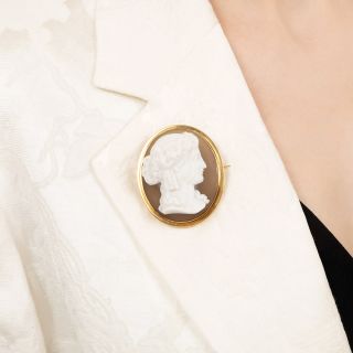 French Antique Hardstone Cameo Brooch