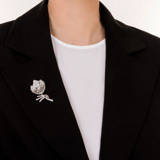 French Art Deco Diamond Flower Brooch