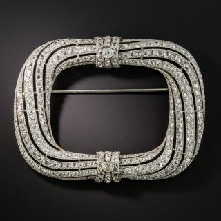 Belle Epoque Large Platinum Diamond Frame Brooch - 1