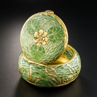 French Art Nouveau Plique-à-Jour Pill Box - 1