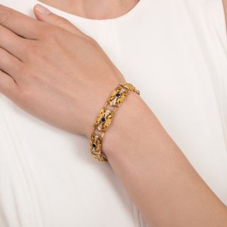 French Art Nouveau Sapphire and Diamond Bracelet