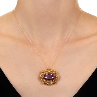 Georgian Amethyst and Seed Pearl Brooch/Pendant