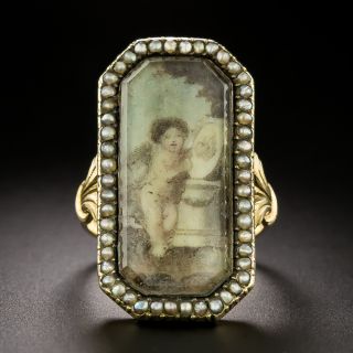 Georgian Cherub Portrait and Seed Pearl Ring - 2