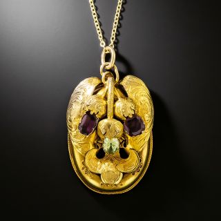 Georgian Garnet and Chrysoberyl Pendant - 2