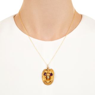 Georgian Garnet and Chrysoberyl Pendant