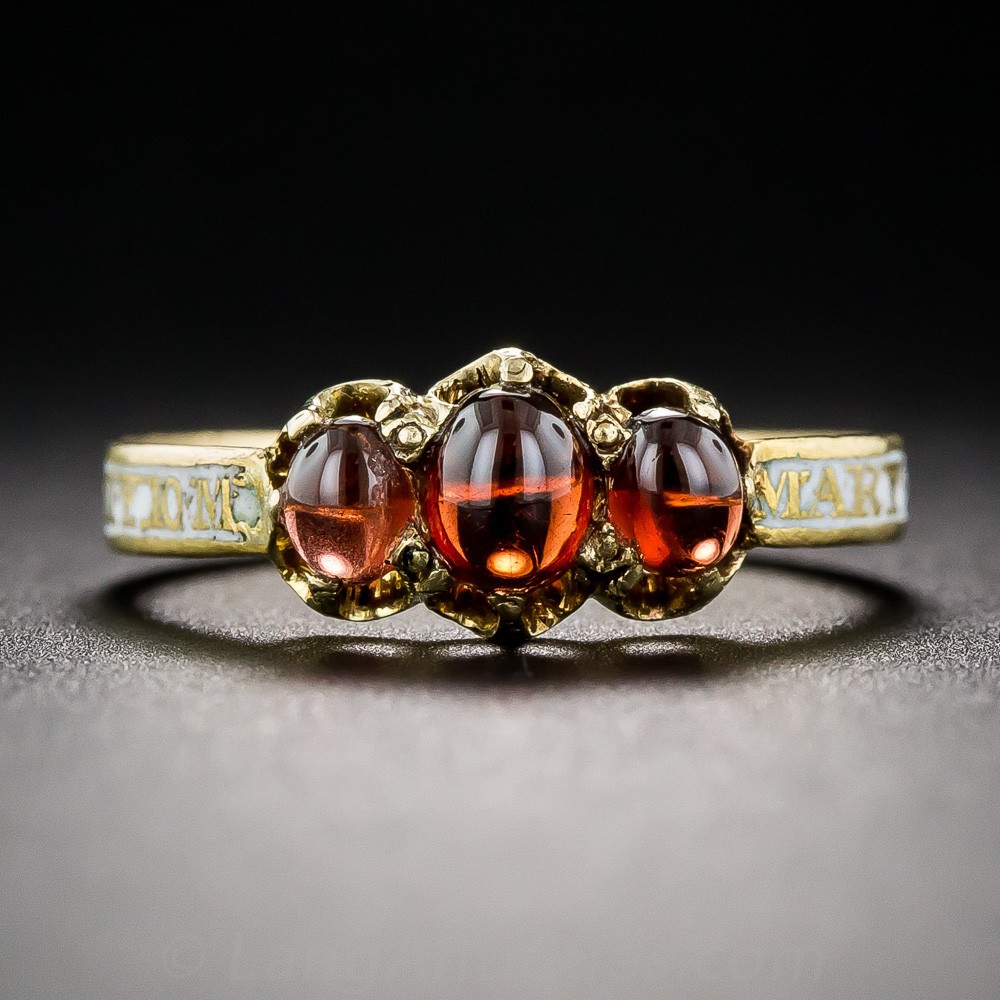 Georgian Garnet and Enamel Mourning Ring 