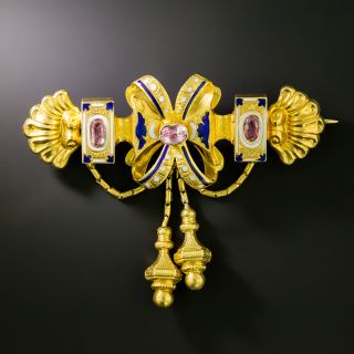 Georgian Pink Topaz And Enamel Brooch - 2