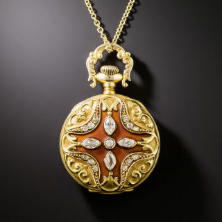 Lady Elgin Enamel and Diamond Pendant Pocket Watch, Circa 1901 - 4