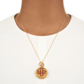 Lady Elgin Enamel and Diamond Pendant Pocket Watch, Circa 1901