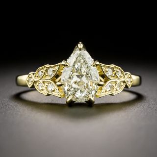 Lang Collection 1.02 Carat Pear-Shaped Diamond Laurel Leaves Ring - GIA  I SI1  - 2