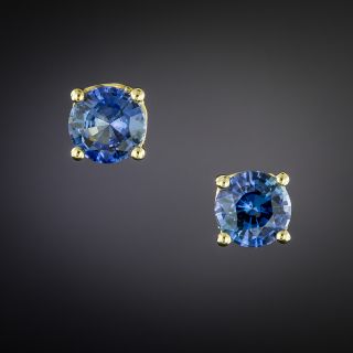 Lang Collection 2.32 Carat Total Weight Sapphire Stud Earrings  - 1