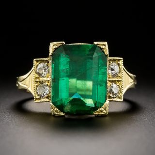 Lang Collection 3.96 Carat Emerald and Diamond Ring - GIA F1 - 3