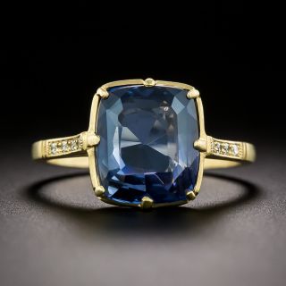  Lang Collection 4.50 Carat Cushion-Cut No-Heat Ceylon Sapphire Ring - GIA  - 3