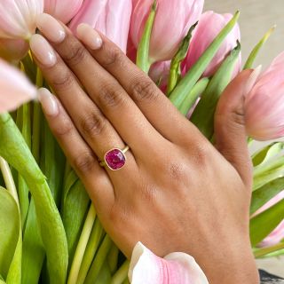Lang Collection 6.29 Carat Cushion-Cut No-Heat Pink Sapphire Ring - GIA