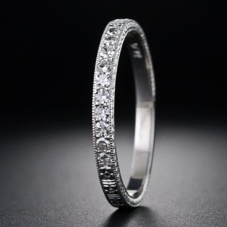 Lang Collection Diamond Wedding Band with Orange Blossom Motif - 1